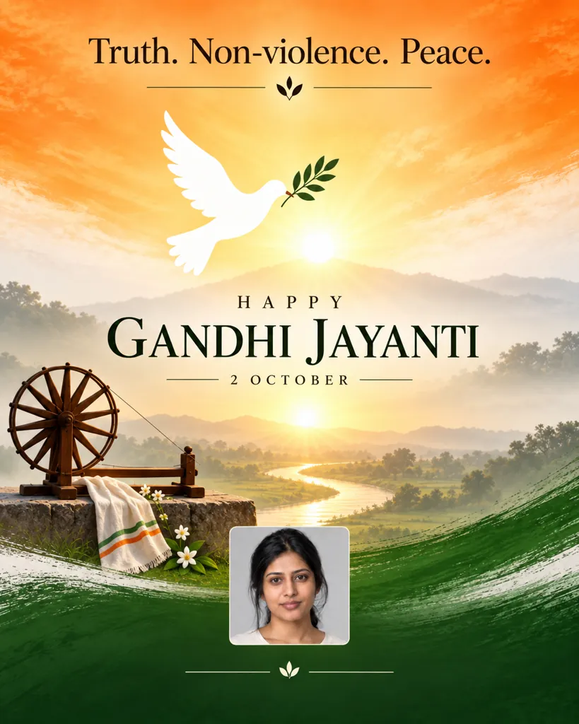 AI photo prompt example 2 for Gandhi Jayanti Poster Prompts