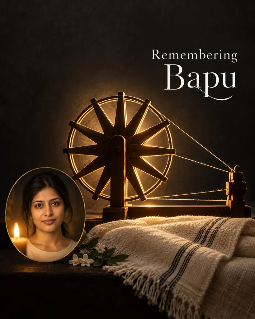 AI photo prompt example 7 for Gandhi Jayanti Poster Prompts