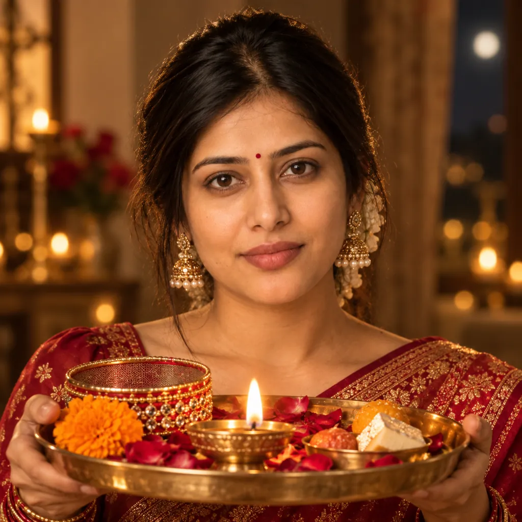 AI photo prompt example 4 for Gemini Karwa Chauth AI Photo Prompts