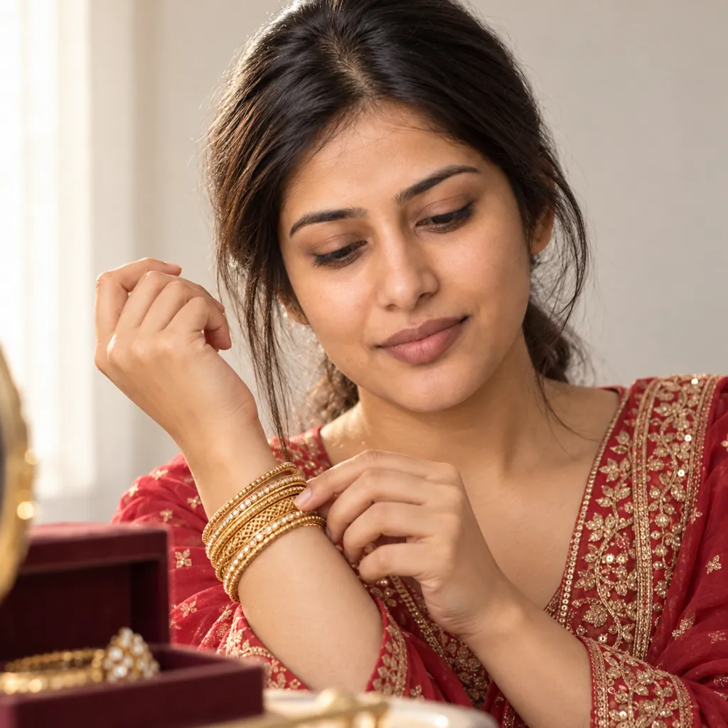 AI photo prompt example 7 for Gemini Karwa Chauth AI Photo Prompts
